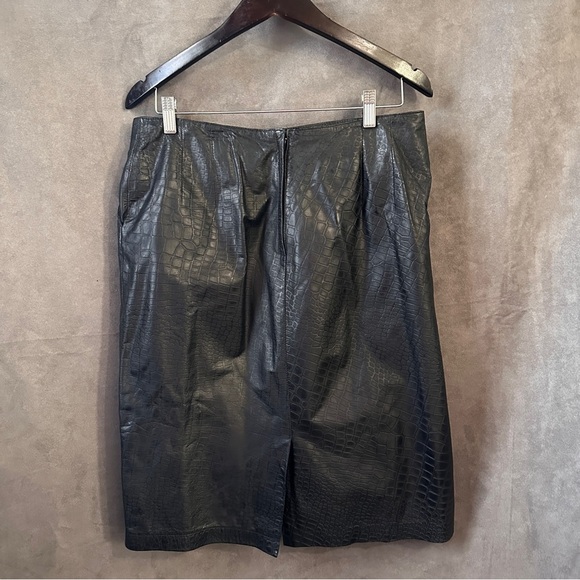 Evan Davies Croc Embossed Leather Pencil Skirt Size 14 - Picture 10 of 11